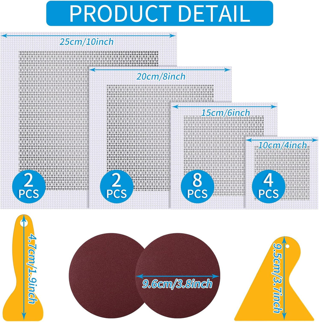 Drywall Repair Kit 20 Pack Aluminum Wall Repair Patch Kit, 2/4/6/8 inch Fiber Mesh Over Galvanized Plate, Dry Wall