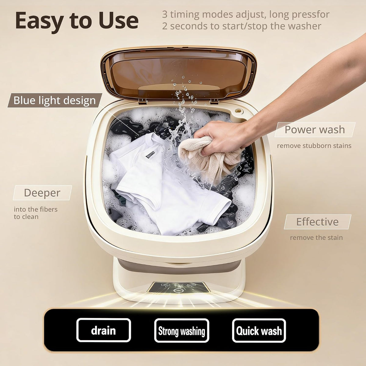 Portable Washing Machine, 16L Upgraded with Spin Basket, Small Washer portable for Underwear, Delicate Clothes, and