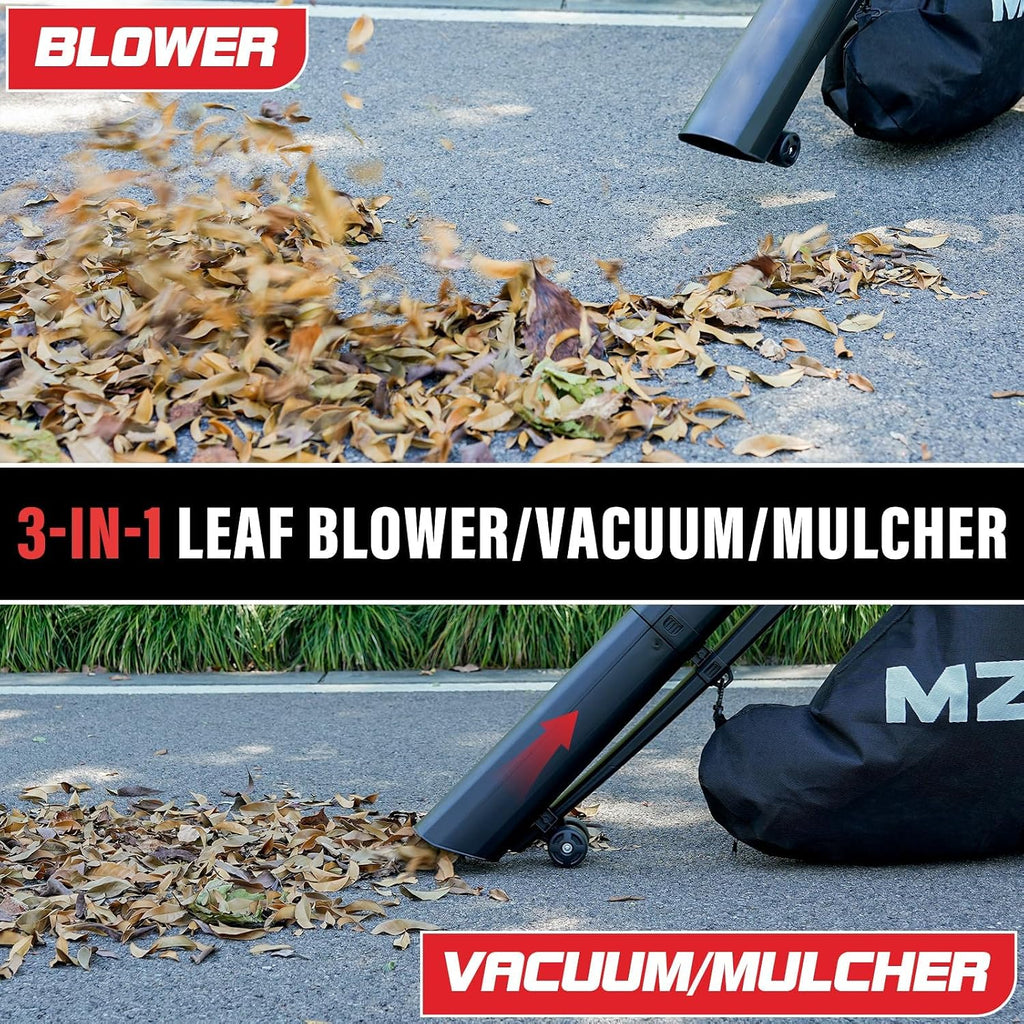 40V Cordless Leaf Blower Vacuum Mulcher, 3-in-1 Blower, Vacuum & Mulcher with 40L Bag