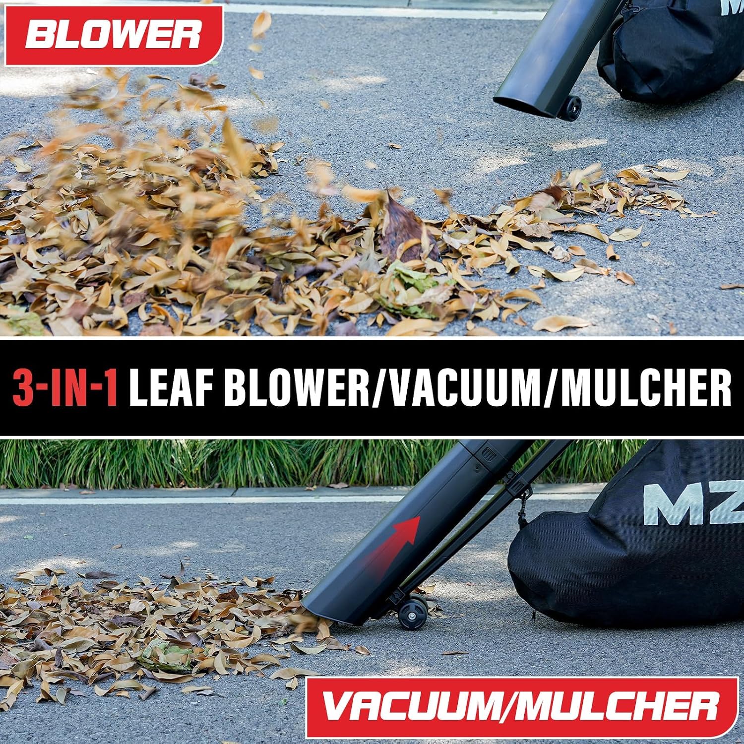 40V Cordless Leaf Blower Vacuum Mulcher, 3-in-1 Blower, Vacuum & Mulcher with 40L Bag