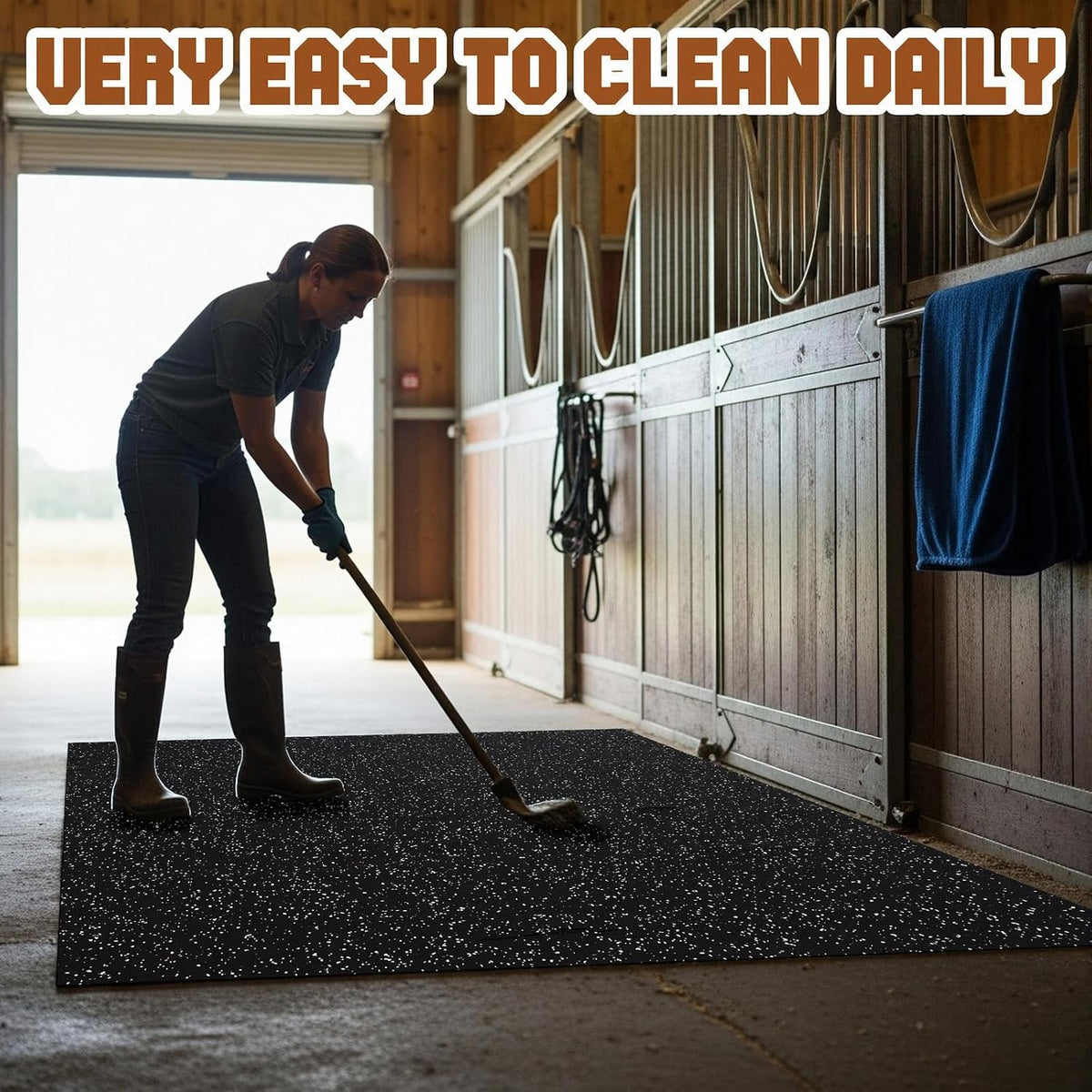 Heavy Duty Rubber Horse Stall Mats 4x6 ft Horse Stable Mat | Large, Waterproof, Non Slip, Washable,Easy to Clean for