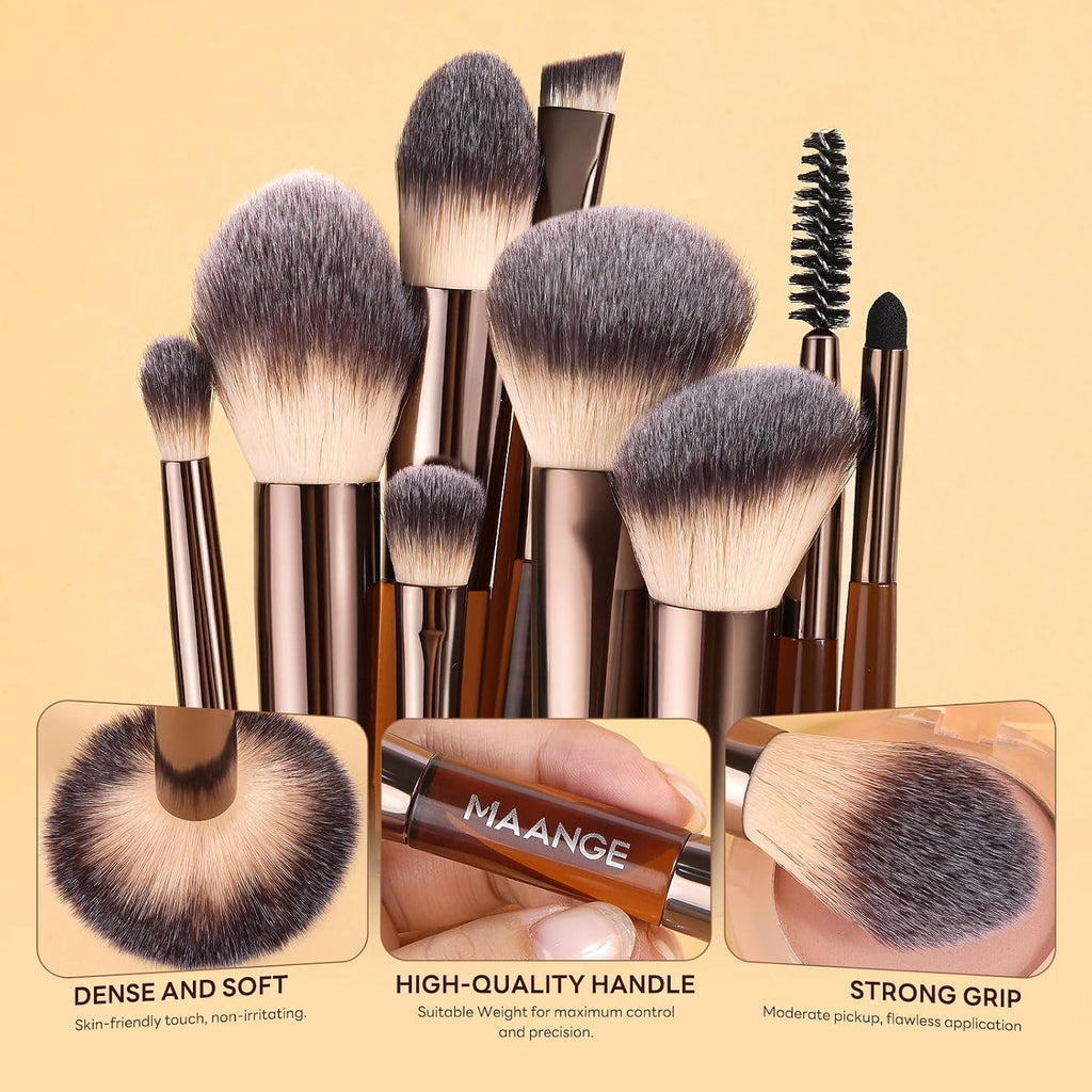 6Pcs Double Ended Makeup Brush Set with Makeup Sponge & Travel Bag