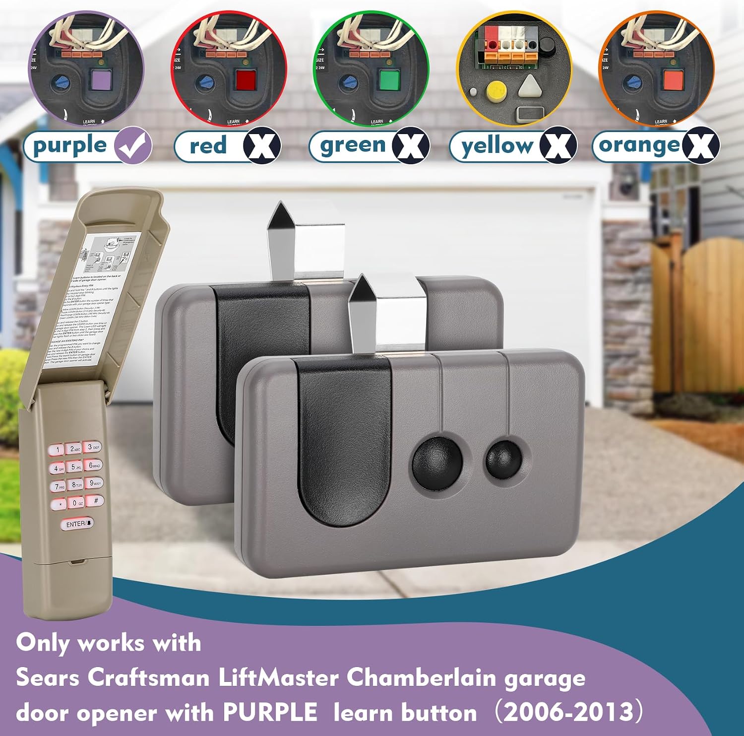 for Sears Craftsman Garage Door Remote Keypad, only for Purple Learn Button