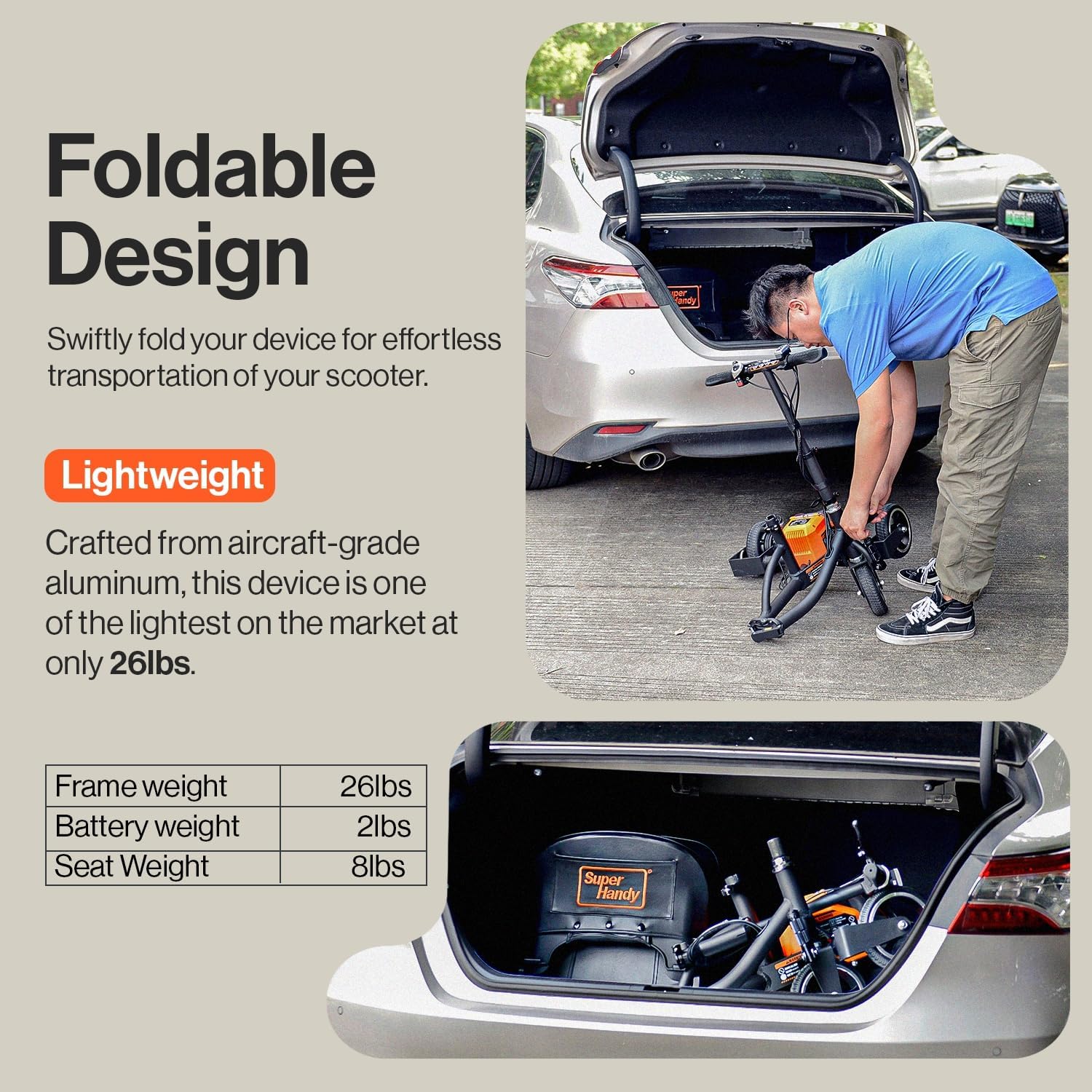 Passport Mobility Scooter for Adults- Foldable, 3 Wheel, Airline Travel Friendly - 13 Mile Range, Includes 2
