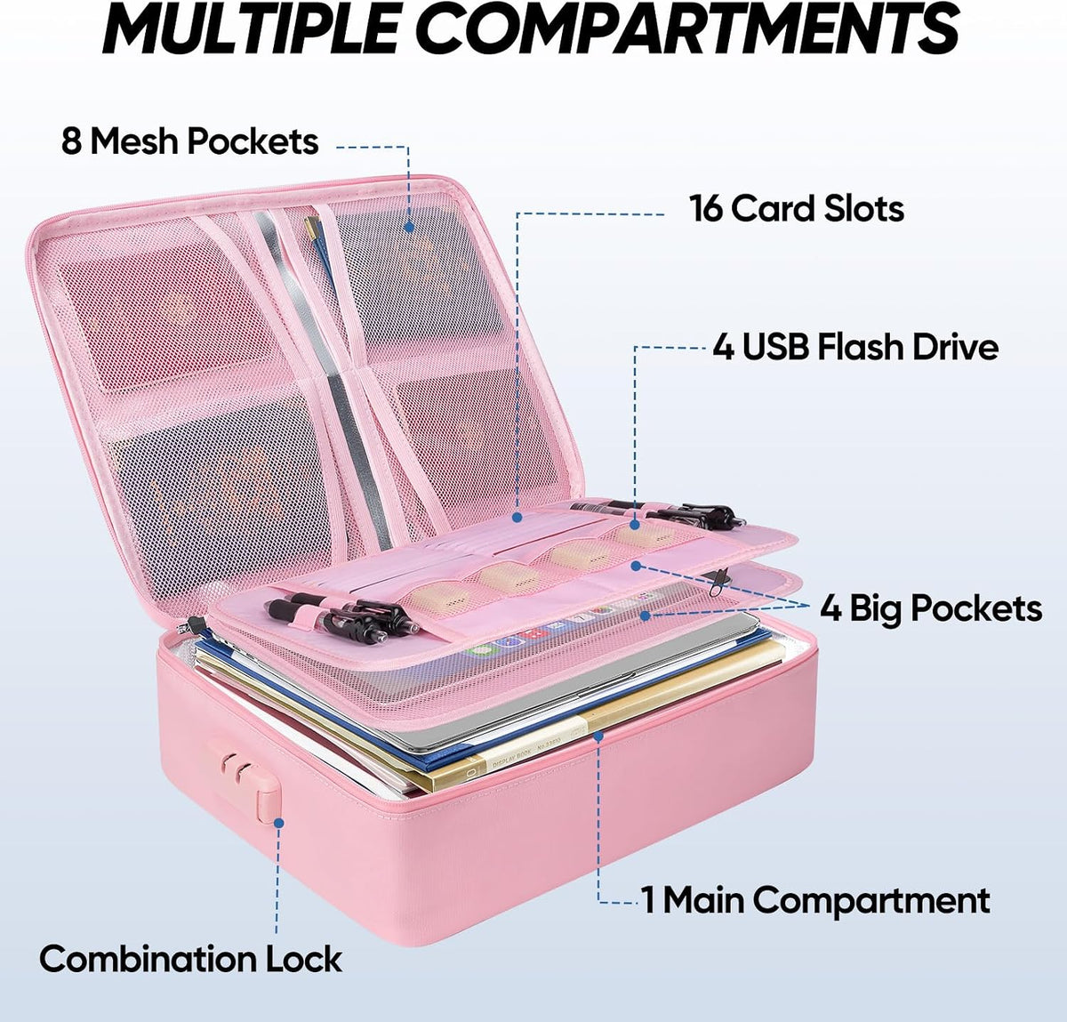 Fireproof Document Box with Lock, Waterproof Fire Safe File Bag