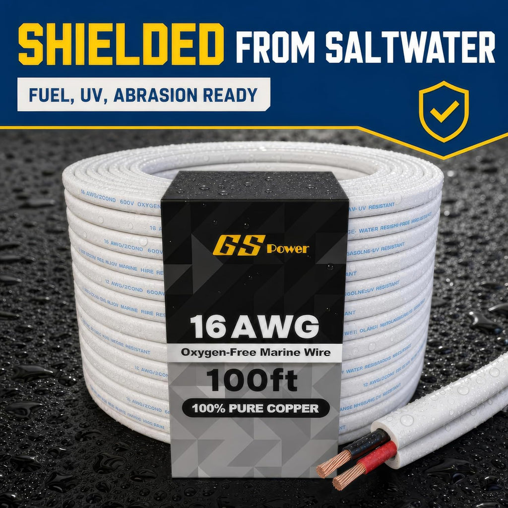 100 Ft Duplex Marine Wire, 16 Gauge Wire, Oxygen-Free Tinned Copper 16 AWG Electrical Boat Wiring, Sheathed Copper