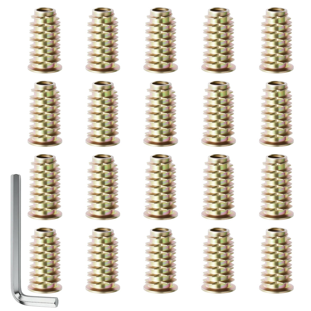 FOCMKEAS 20 Pcs M8 x 25mm Threaded Inserts, Round Washer, Hex Drive