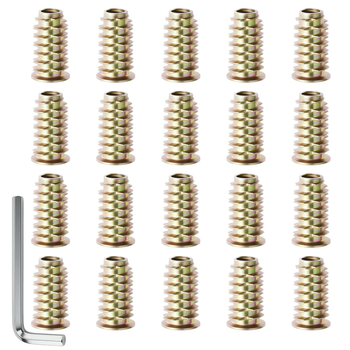 FOCMKEAS 20 Pcs M8 x 25mm Threaded Inserts, Round Washer, Hex Drive