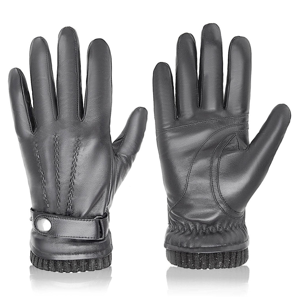 Winter Leather Gloves for Men Sheepskin Men Driving Gloves