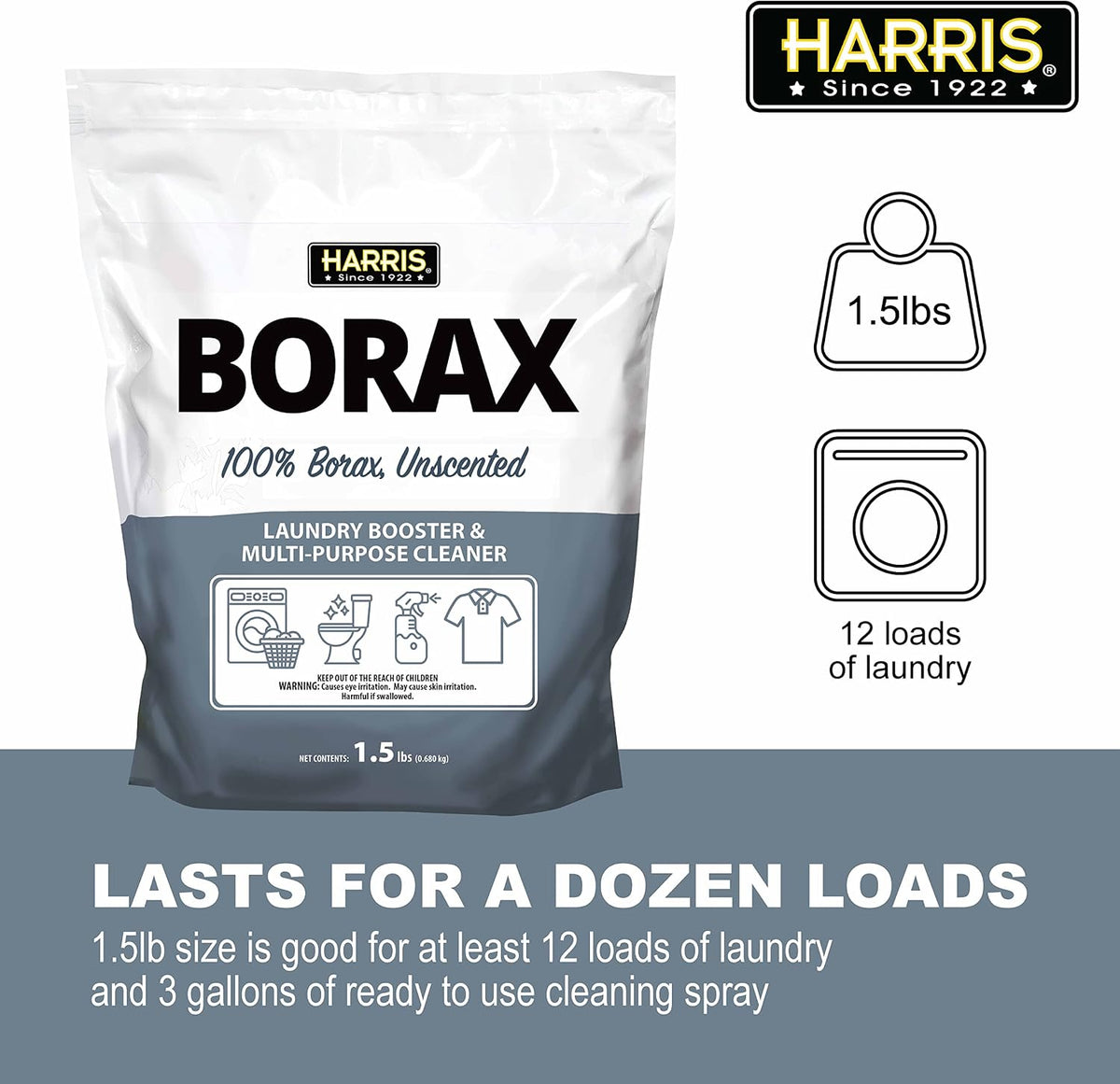 Borax Powder Hard Water Laundry Booster and Powerful Multi-Purpose Cleaner, 1.5lb (Unscented)