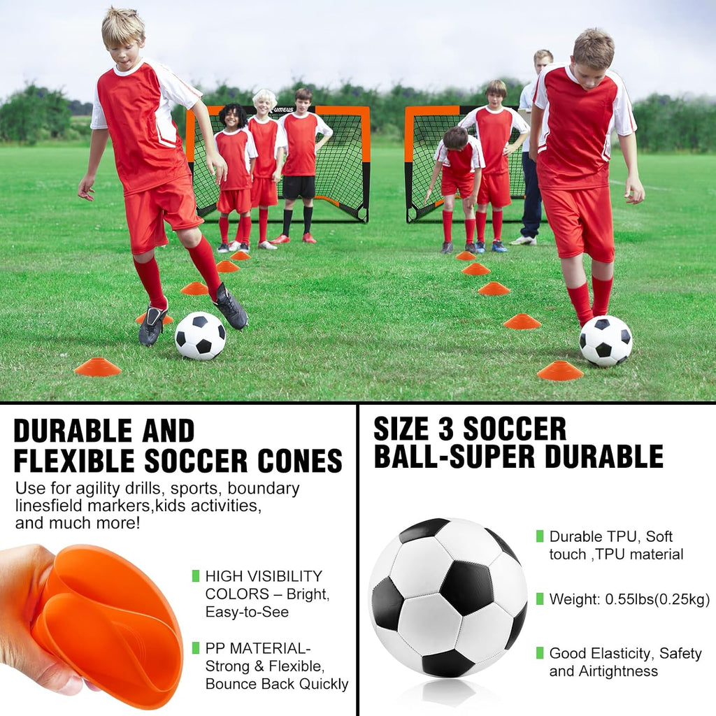 Kids Soccer Goals for Backyard Set of 2, 4 x 3 ft/6 x 4 Toddler Soccer Goal Training Equipment with Soccer Ball