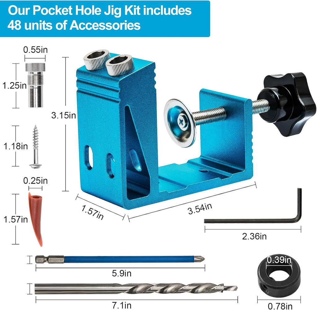 Pocket Hole Jig Kit Dowel Drill Joinery Screw Kit Carpenters Wood Woodwork Guides Joint Angle Tool All-In-One Drill