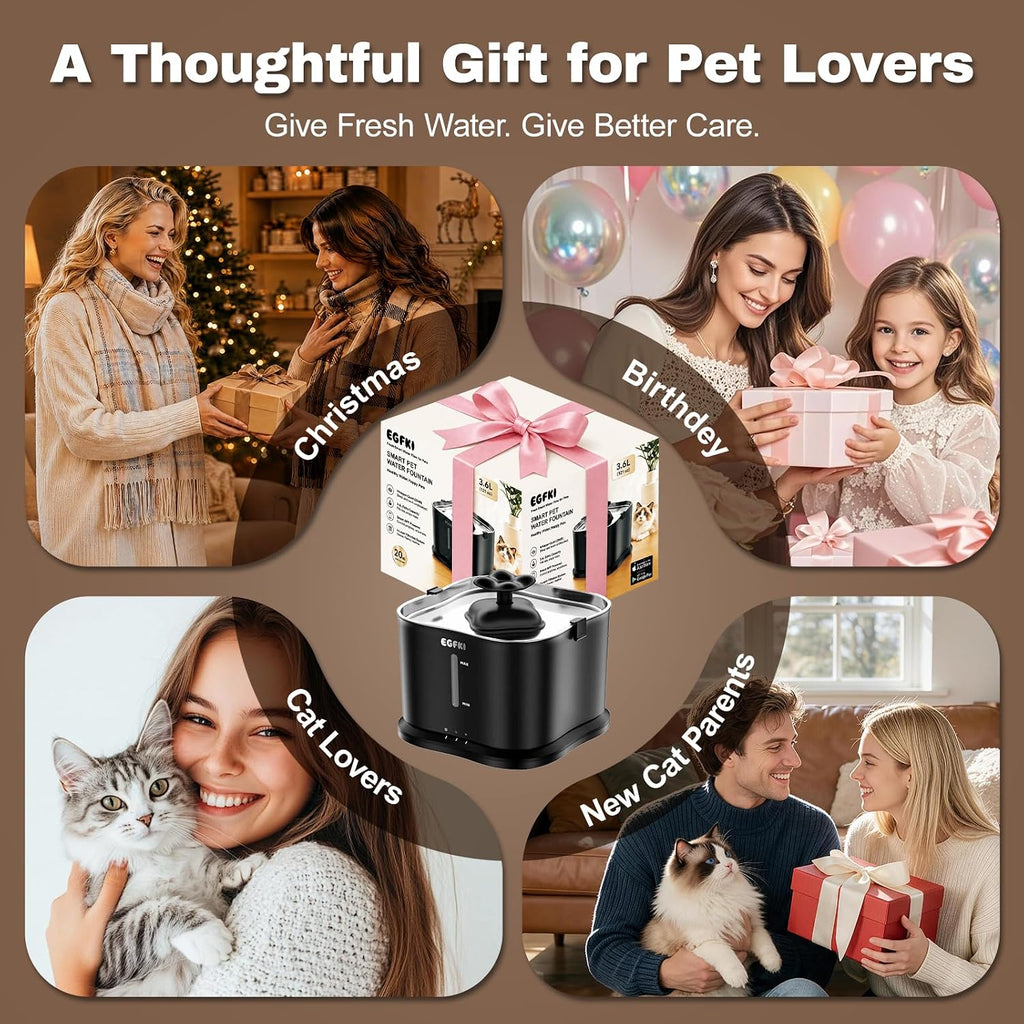 EG-9 Smart Cat Water Fountain, 3.6L/121oz Automatic, App & WiFi