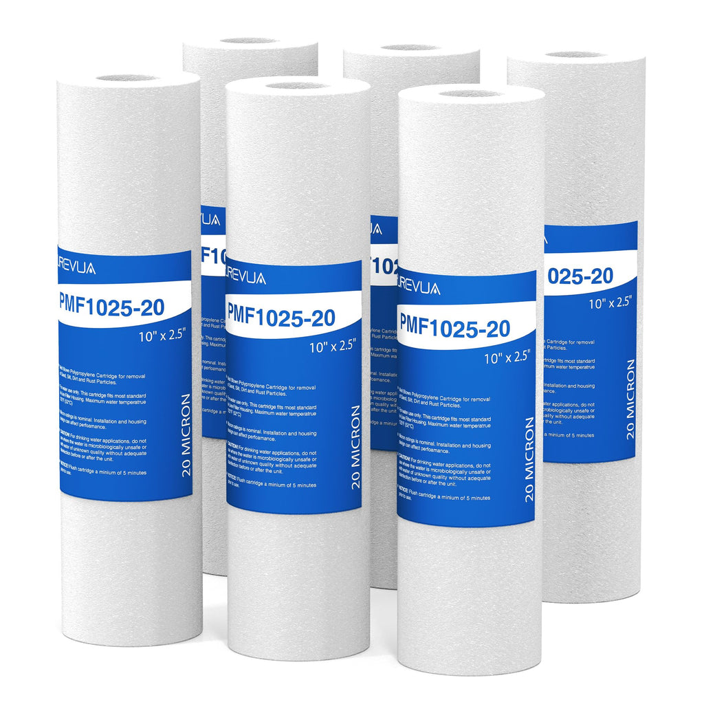 20 Micron 10" x 2.5" Sediment Water Filter Cartridge, 6-Pack