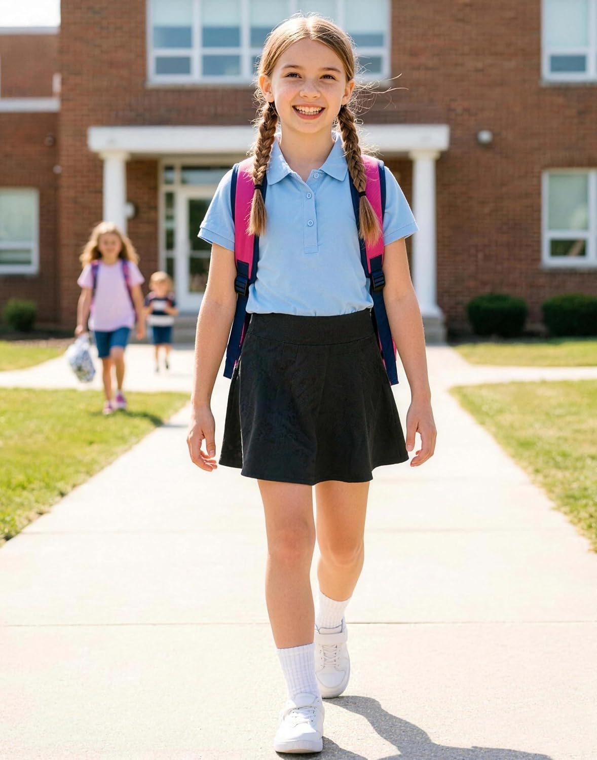 Girls Tennis Skirt with Pockets Pleated Athletic Skort Kids Golf Running School Uniform 2-in-1 Skirts Size 5-15Y