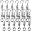 12 Pack M4 Hook & Eye Turnbuckle for Cable Wire Rope Tension, 304 Stainless Steel Heavy Duty Wire Rope Tension for