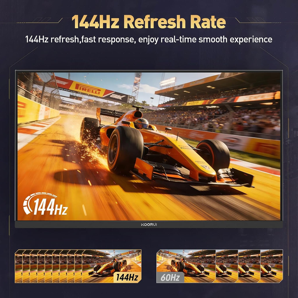 24 Inch Gaming Monitor 144Hz Full HD 1920 x 1080p IPS Ultra-Slim Display with HDMI VGA, Adaptive Sync, 99% SRGB, VESA