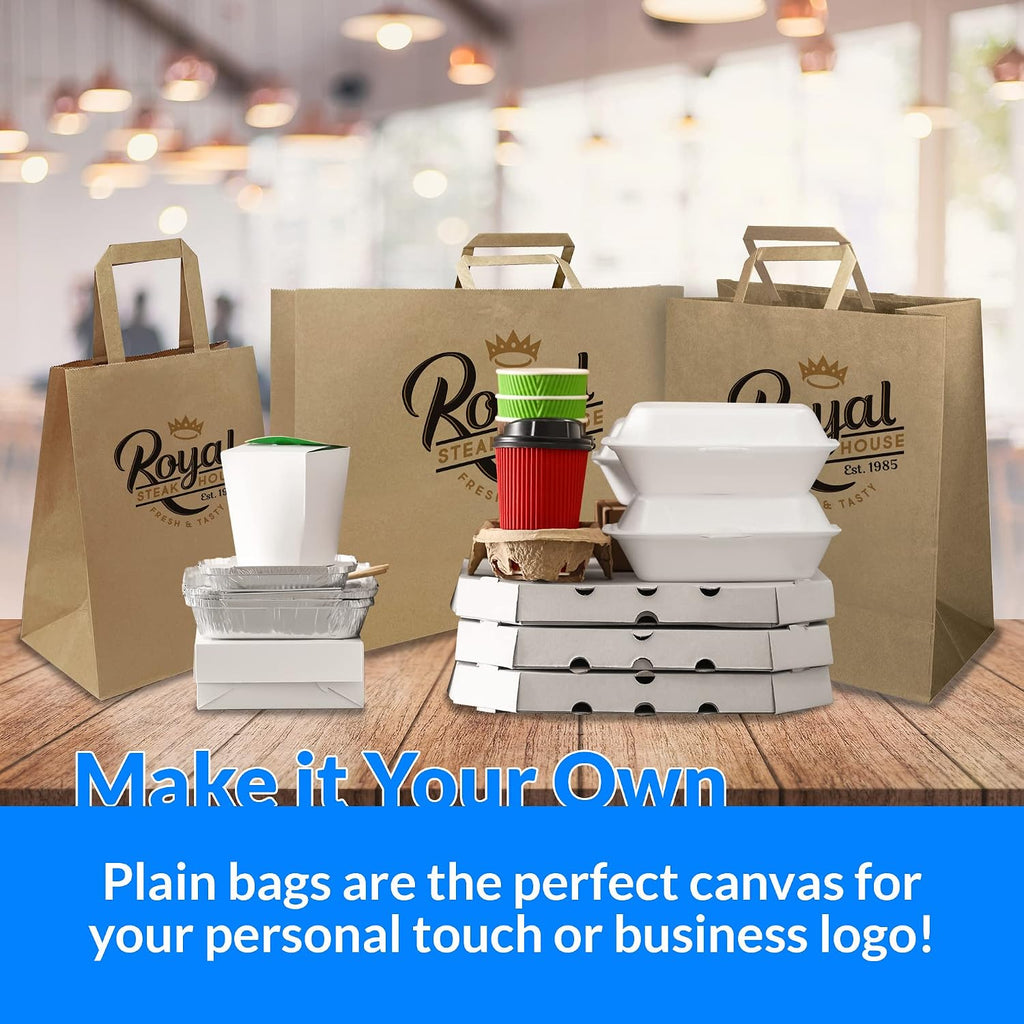 Paper Bags w/Handles, Kraft | Assorted Large Sizes