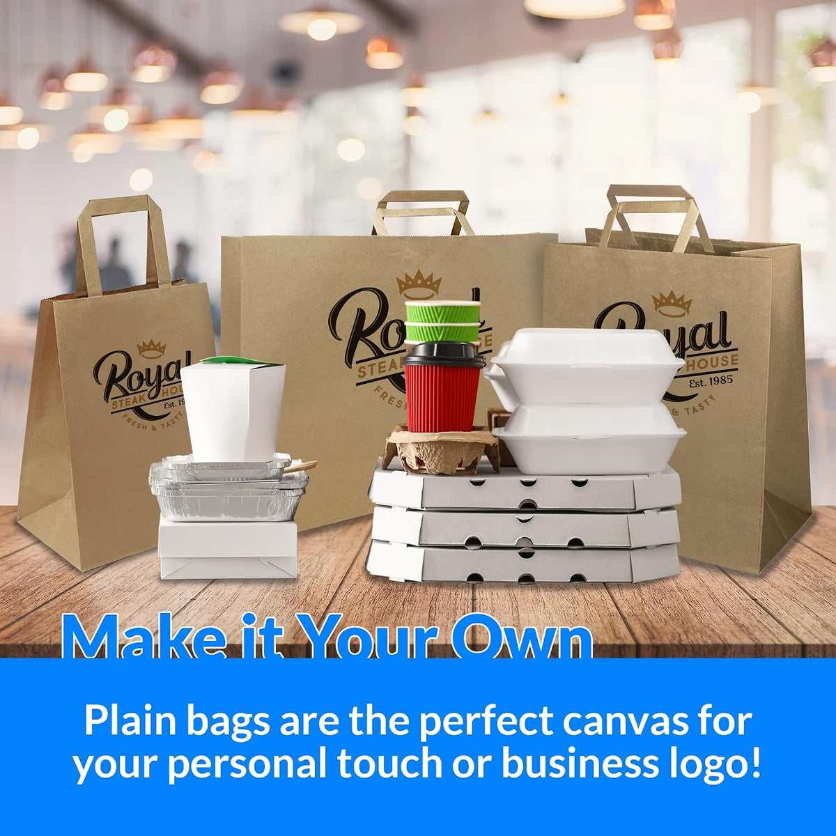 Paper Bags w/Handles, Kraft | Assorted Large Sizes