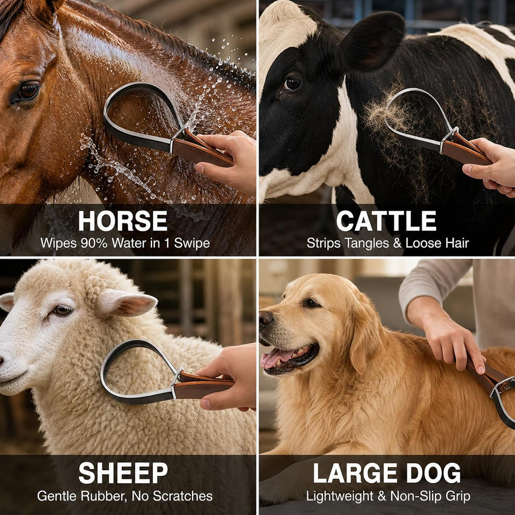 Horse Shedding Blade & Sweat Scraper 2-in-1 Grooming Cattle Sheep