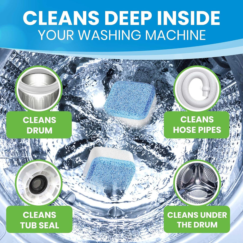 Washing Machine Cleaner & Descaler Tablets, HE Washer Deep Cleaning, 24 Ct