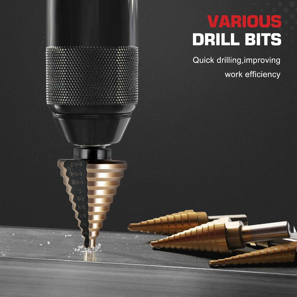5Pcs Step Drill Bit & 5Pcs Countersink Drill Bit Set
