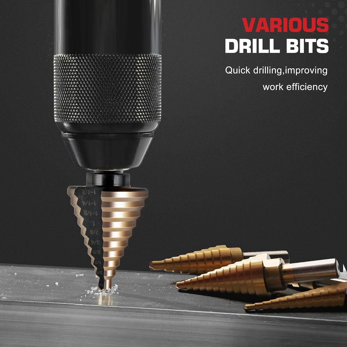 5Pcs Step Drill Bit & 5Pcs Countersink Drill Bit Set