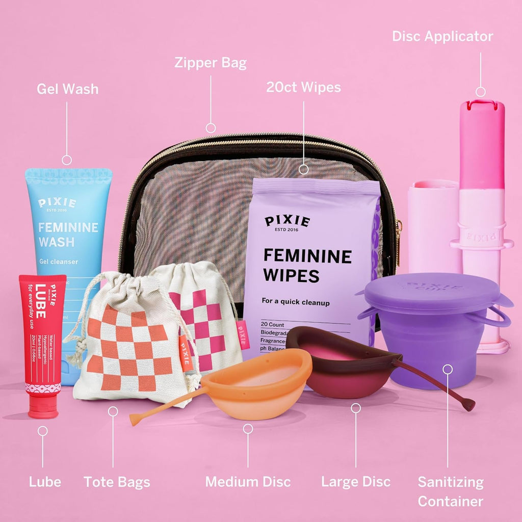 Pixie Menstrual Disc Kit for Feminine Care - Pixie Discs are Designed to Remove Like Tampons - 100% Medical-Grade