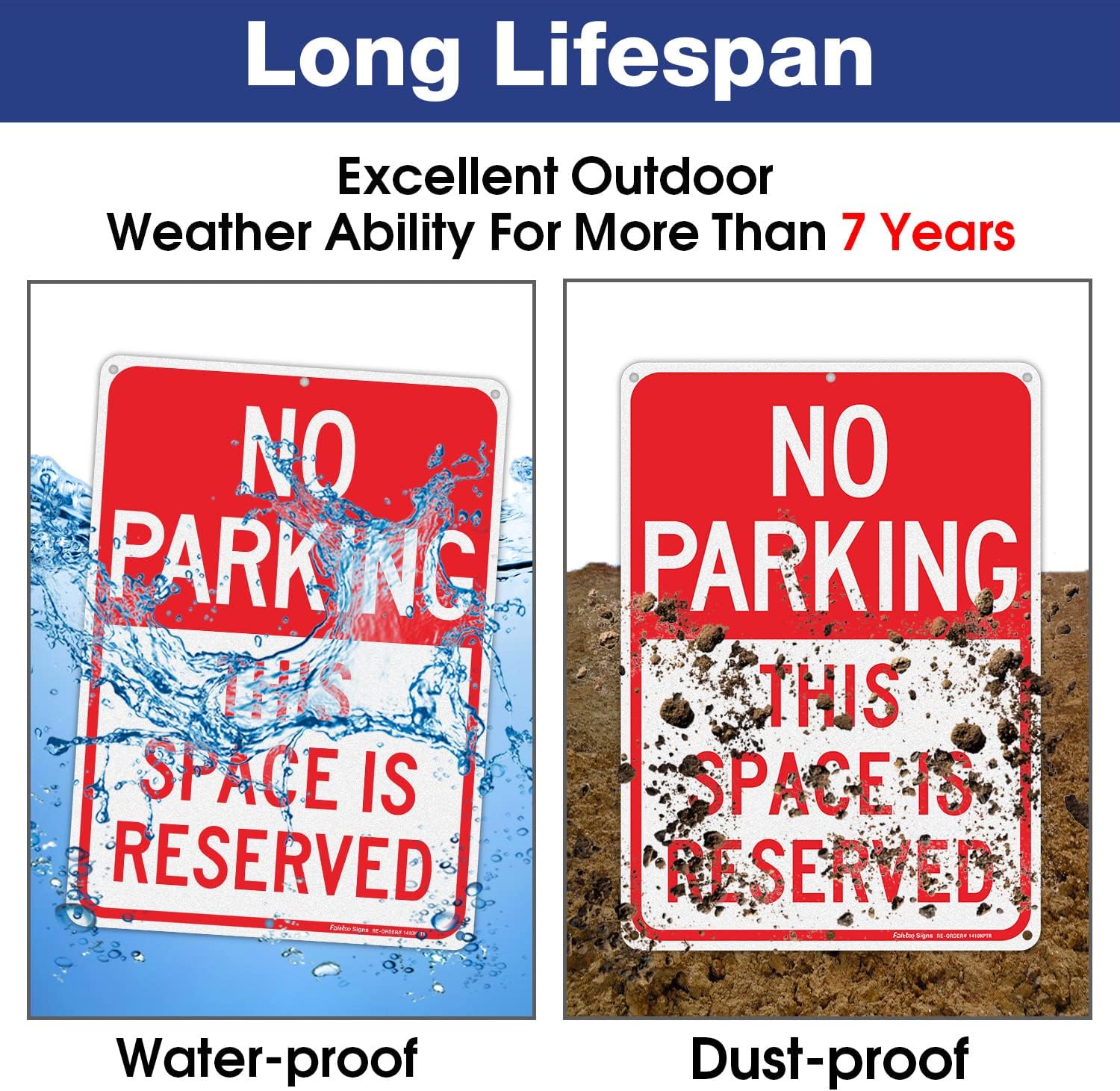 No Parking This Space Is Reserved Sign, 14 x 10 Inch Reflective Aluminum Sign, UV Protected and Weatherproof, Durable