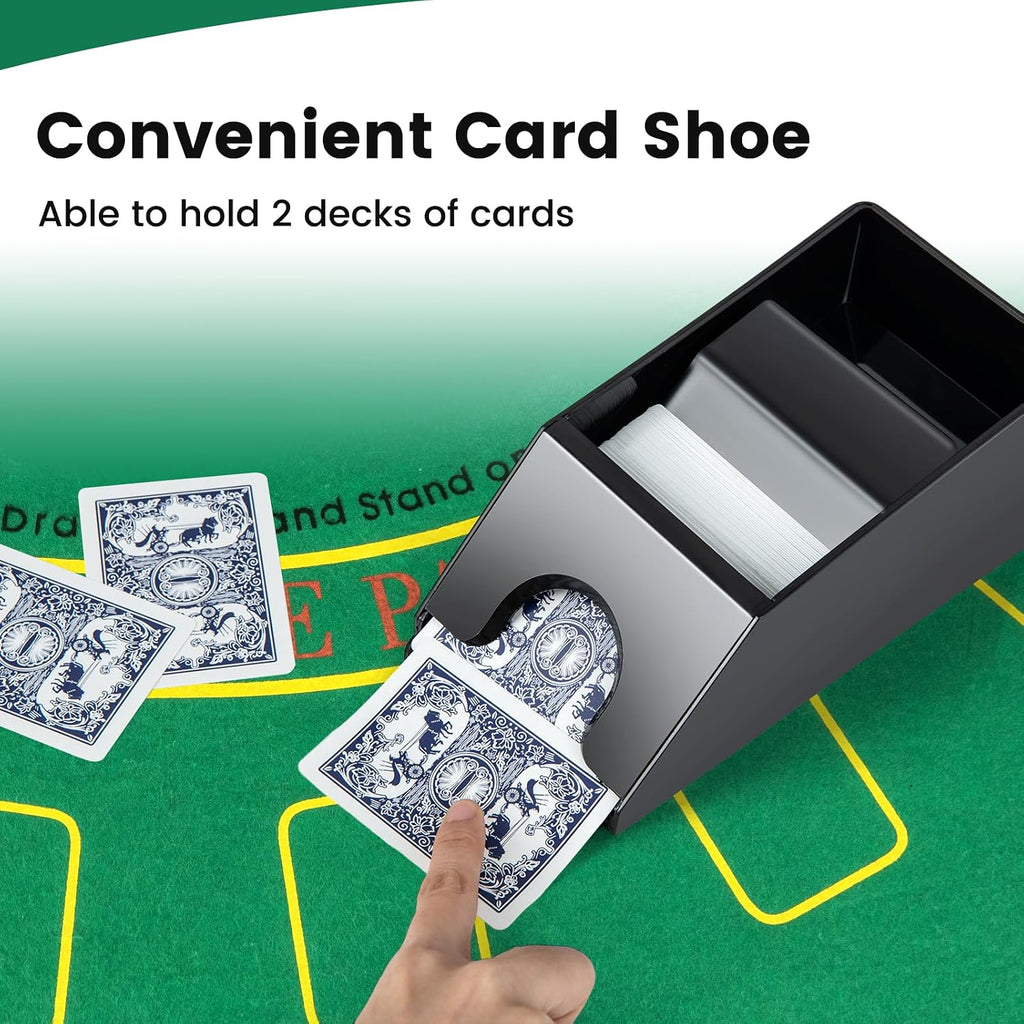 Poker Chip Set, 300 PCS 14 Gram Clay Poker Chips w/Case, Automatic Card Shuffler, 2 Decks Cards, 5 Dices, Card Shoe