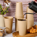 100 Pack 16 oz Kraft Paper Coffee Cups, Disposable Coffee Cups