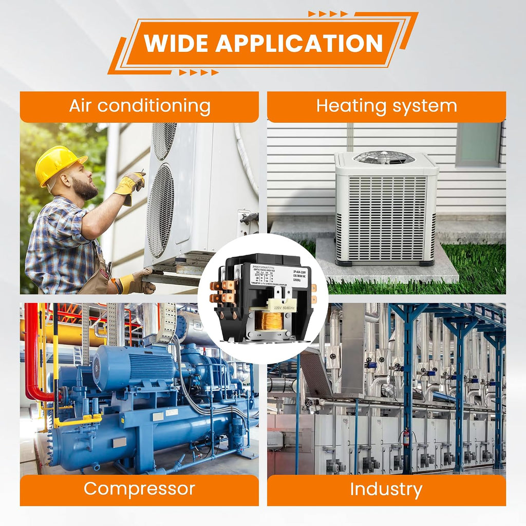 2 Pole Air Conditioner Contactor 40 Amp 220V Coil,AC Definite Purpose Contactor,Air Conditioner Contactor Compatible for Relays,Air Conditioner,Heat Pump,Refrigeration Systems by MIFLUS