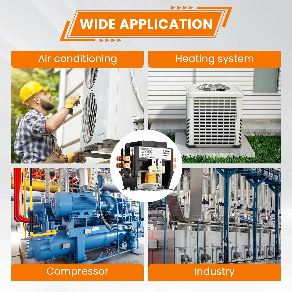 2 Pole Air Conditioner Contactor 40 Amp 220V Coil,AC Definite Purpose Contactor,Air Conditioner Contactor Compatible for Relays,Air Conditioner,Heat Pump,Refrigeration Systems by MIFLUS