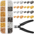 Crimping Beads for Jewelry Making, 2200 Pieces Crimp Tubes with Crimping Pliers for Earring Necklace Bracelet DIY