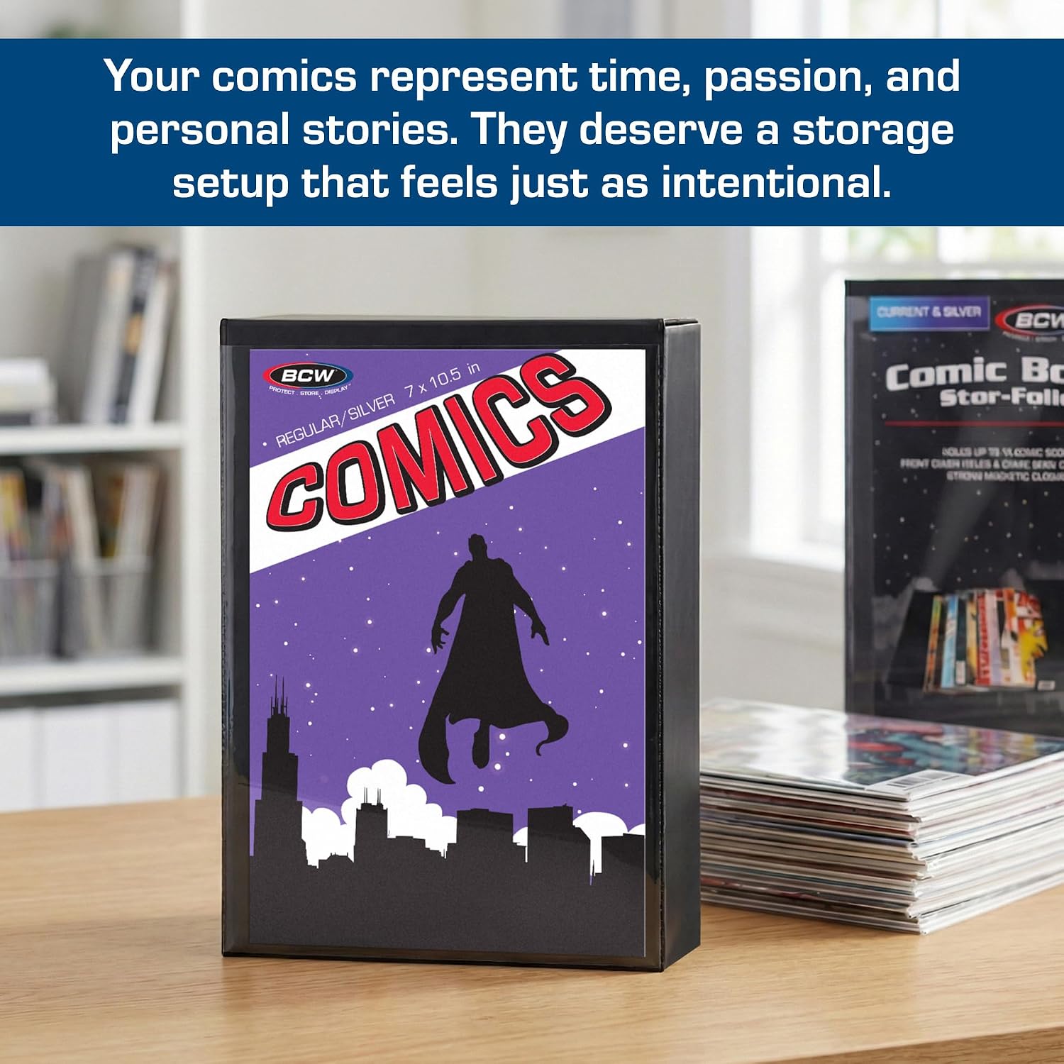 Comic Book StorFolio Kit – Includes Magnetic Comic StorFolio + 50 Silver Age Premade Resealable Comic Book Bags and