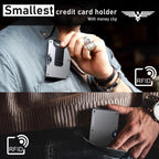Upgraded Hinged Minimalist Wallet for Men, RFID Blocking Wallet