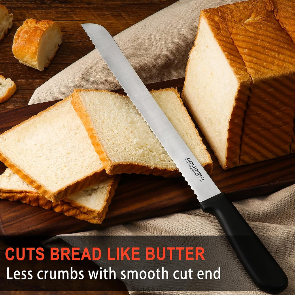 Serrated Bread Knife for Homemade Bread, 12 Inch Stainless Steel