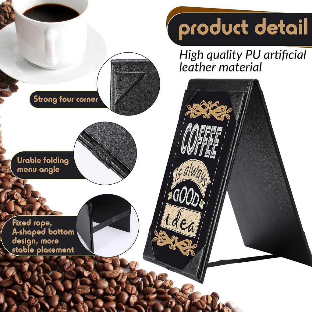 20 Pack Leather Table Tents Double Sided Menu Holders, 4 x 6 Inch