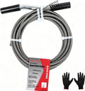 25FT Handheld Drain Auger, Heavy Duty Plumbing Snake for Clogged Drains, 3/8 Inch Diameter Manual Drain Cleaner for