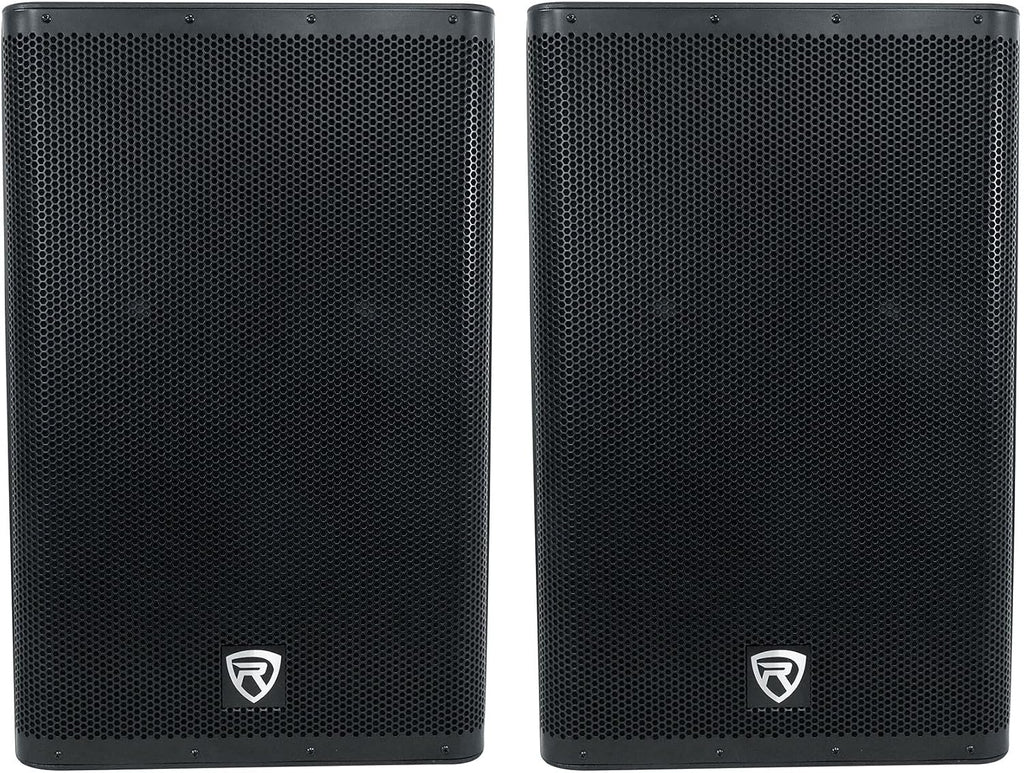 DX15 15" Active Powered Speaker with 2-Channel Mixer, 2-Pack | 2000W Peak/500W RMS, 1000W Program, XLR/1/4" Mic and