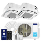 18,000 BTU 2 Zone (2x12K) Ceiling Cassette Mini Split AC,24 SEER2