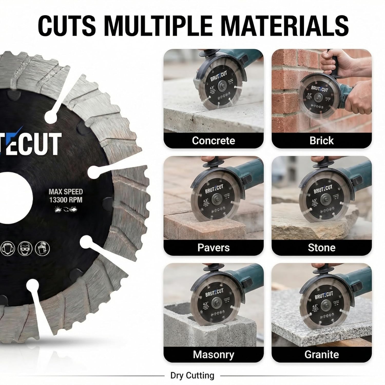 4.5" Diamond Blade for Concrete, Brick & Masonry | Wet/Dry | Fits 4.5 inch Angle Grinders | Concrete Cutting Disc |