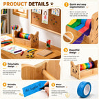 9 Pcs Cat Masking Tape Dispenser with Colored Tape,Bamboo