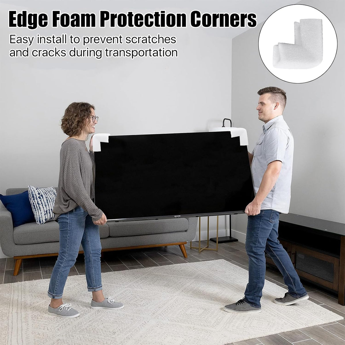 Photo Mirror TV Frame Corner Protectors for Moving, L-Shaped Foam Edge