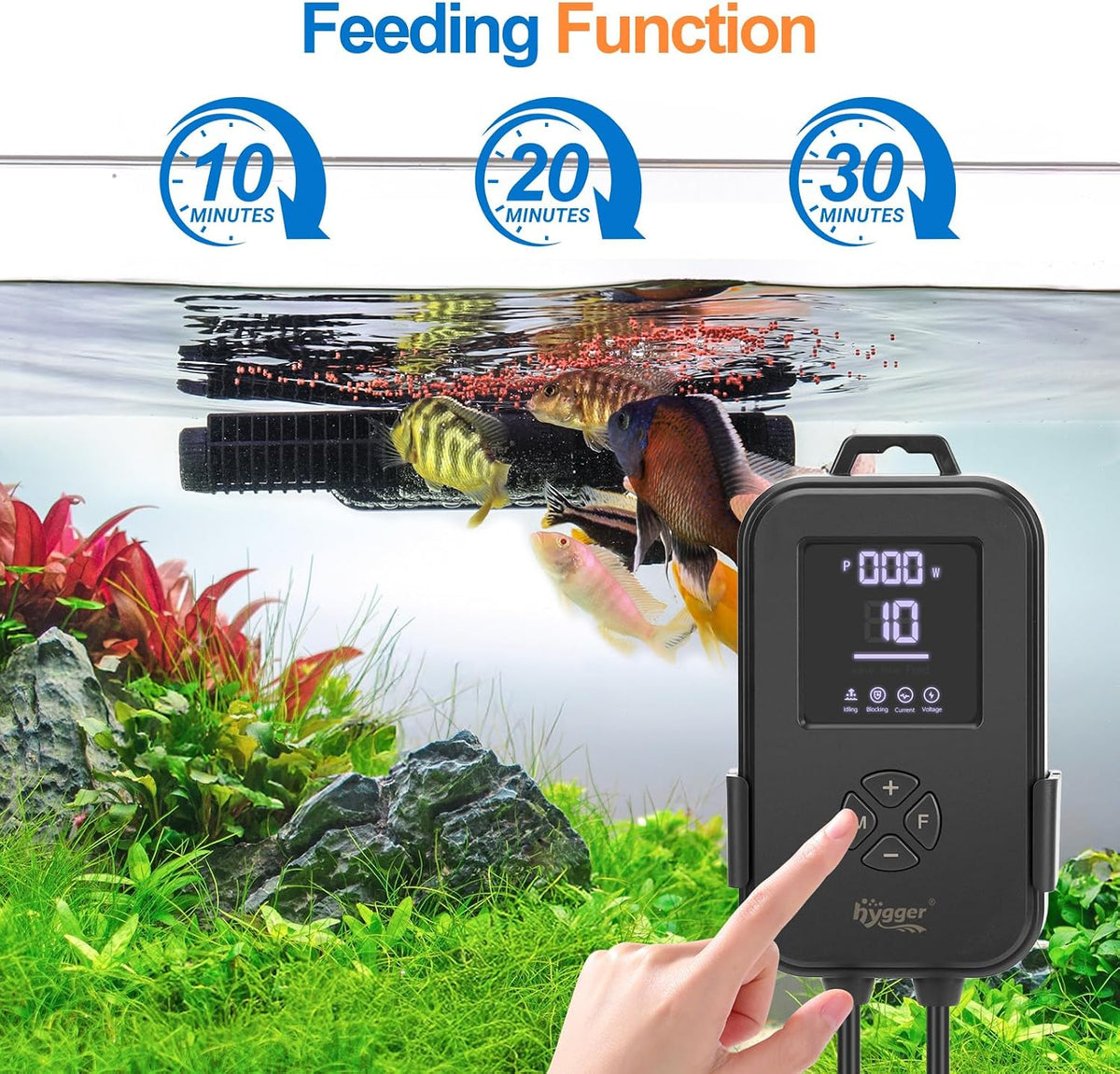 Aquarium Crossflow Wave Maker, Adjustable Direction & Flow Gyre Wavemaker 5 Wave Modes & Tidal Mode Magnetic