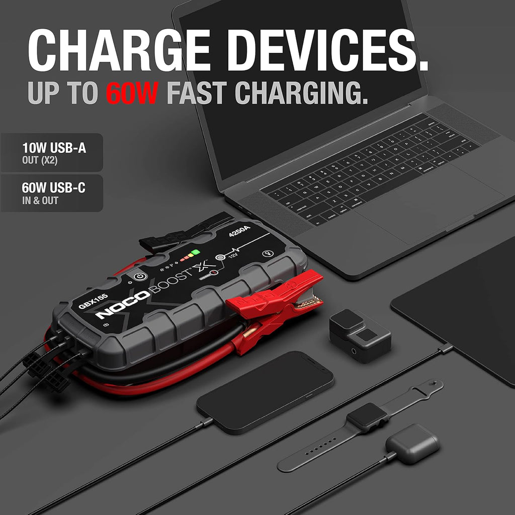 Boost X GBX155: 4250A UltraSafe Jump Starter – 12V Lithium Battery Booster Pack, Portable Jump Box, Power Bank &