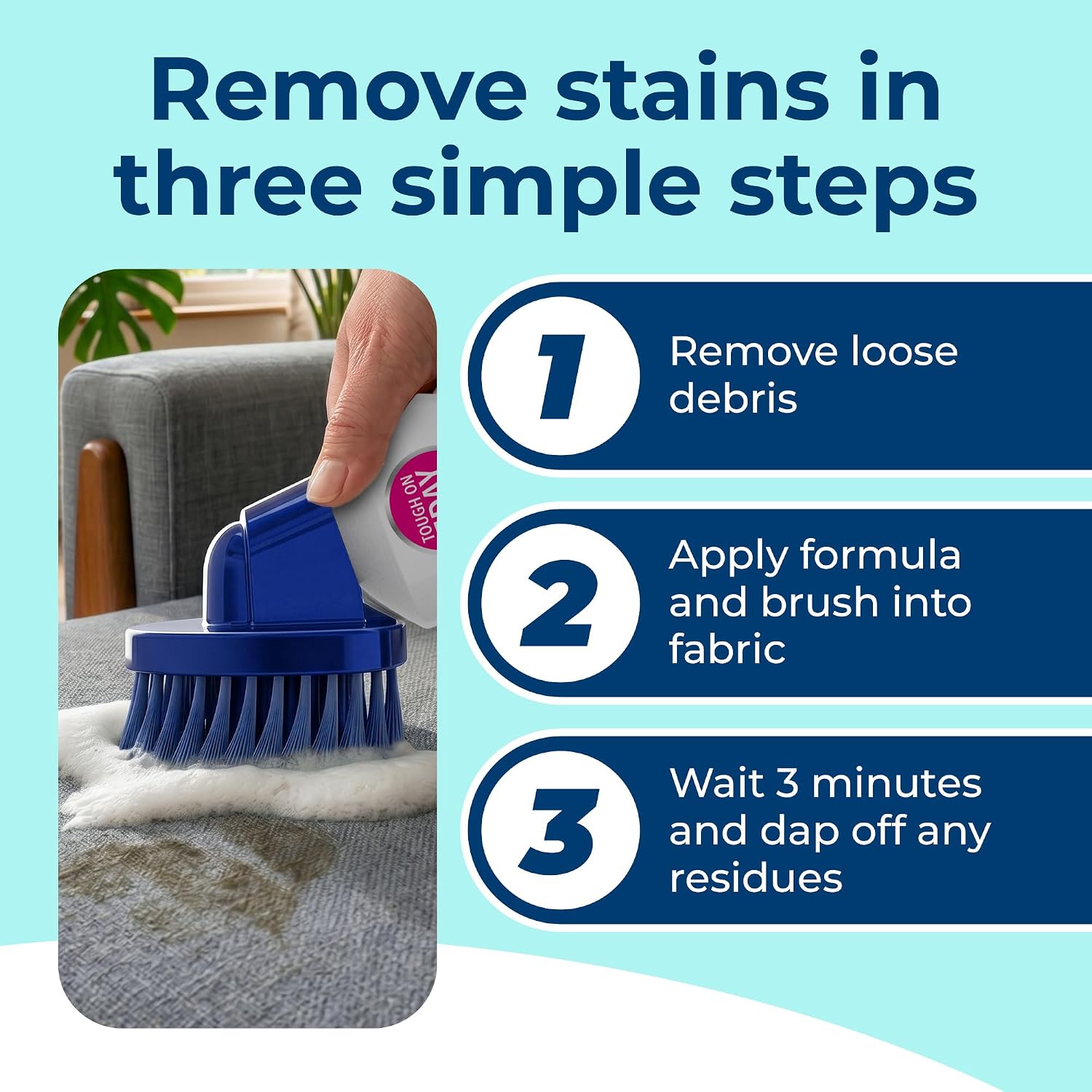 Oxy Powered Upholstery Cleaner with Brush & Sponge (13.5 Fl Oz), Stain Remover for Couches, Car Seats & Mattresses.
