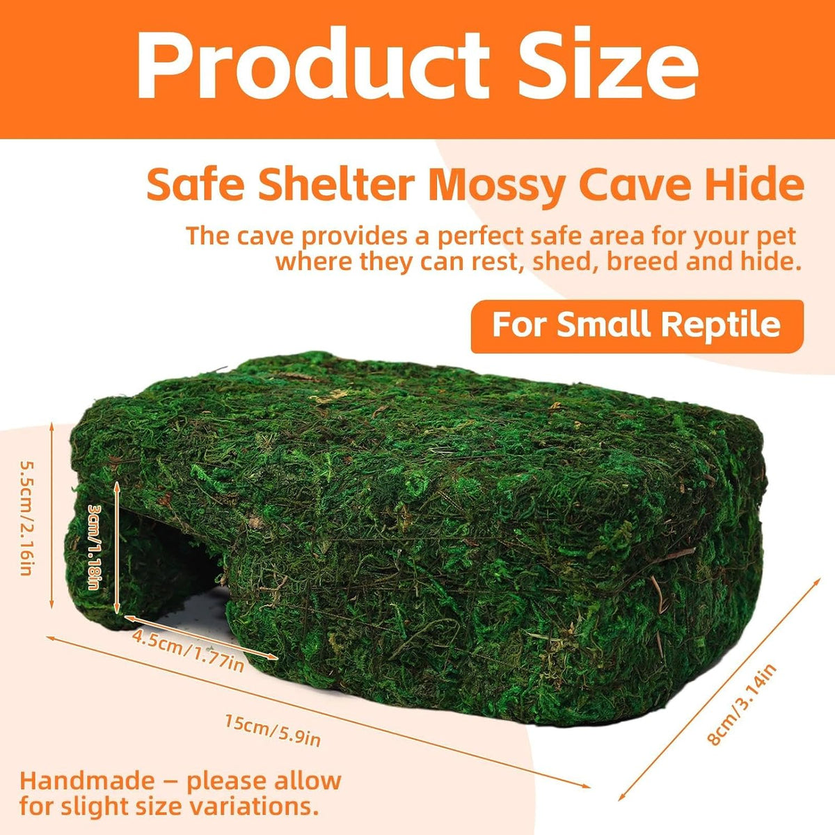 Small Green Reptiles Cave Hideout, Lizard Moss Hide