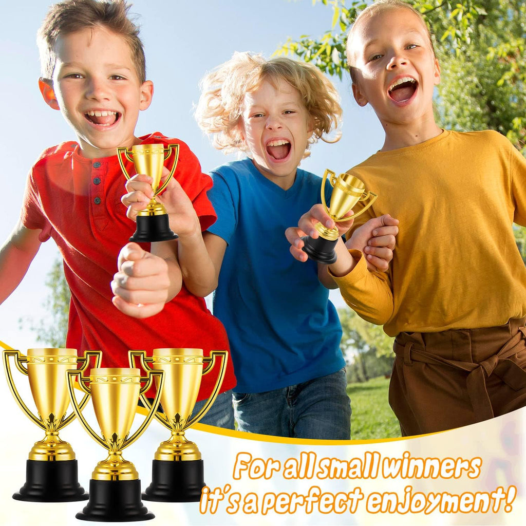 Mini Trophies Bulk for Kids, 9Pcs Plastic Gold Small Trophy Cups, Golden Award Trophy Cups for Classroom School