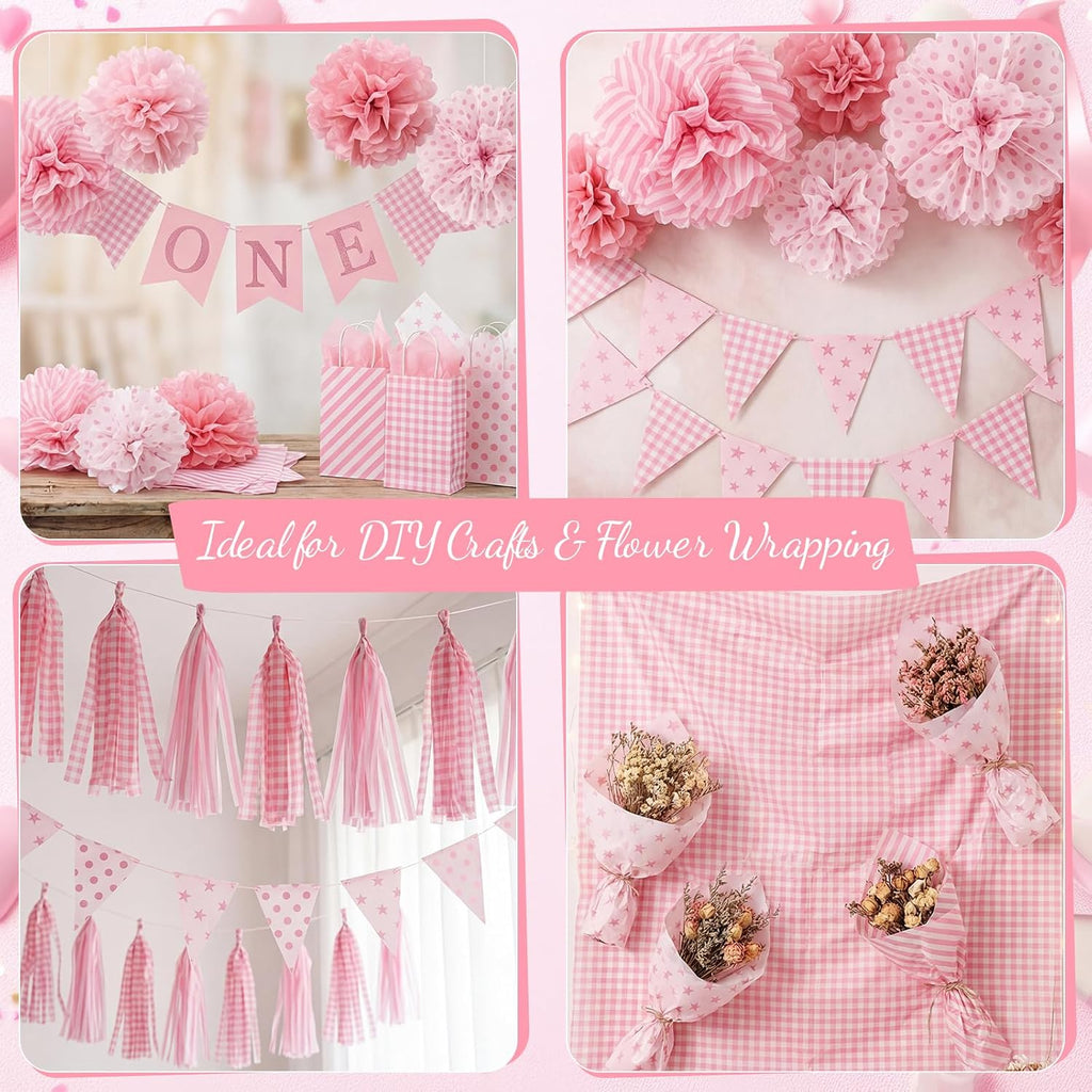 120 Sheets Pink Tissue Paper for Gift Bags 20x14 Inch